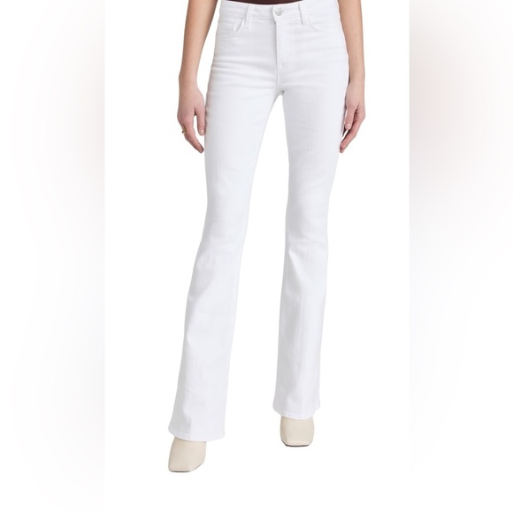 L'Agence Women's High Rise Zip Up Bell Flare Jeans – White Denim – Size 29 - Picture 8 of 10